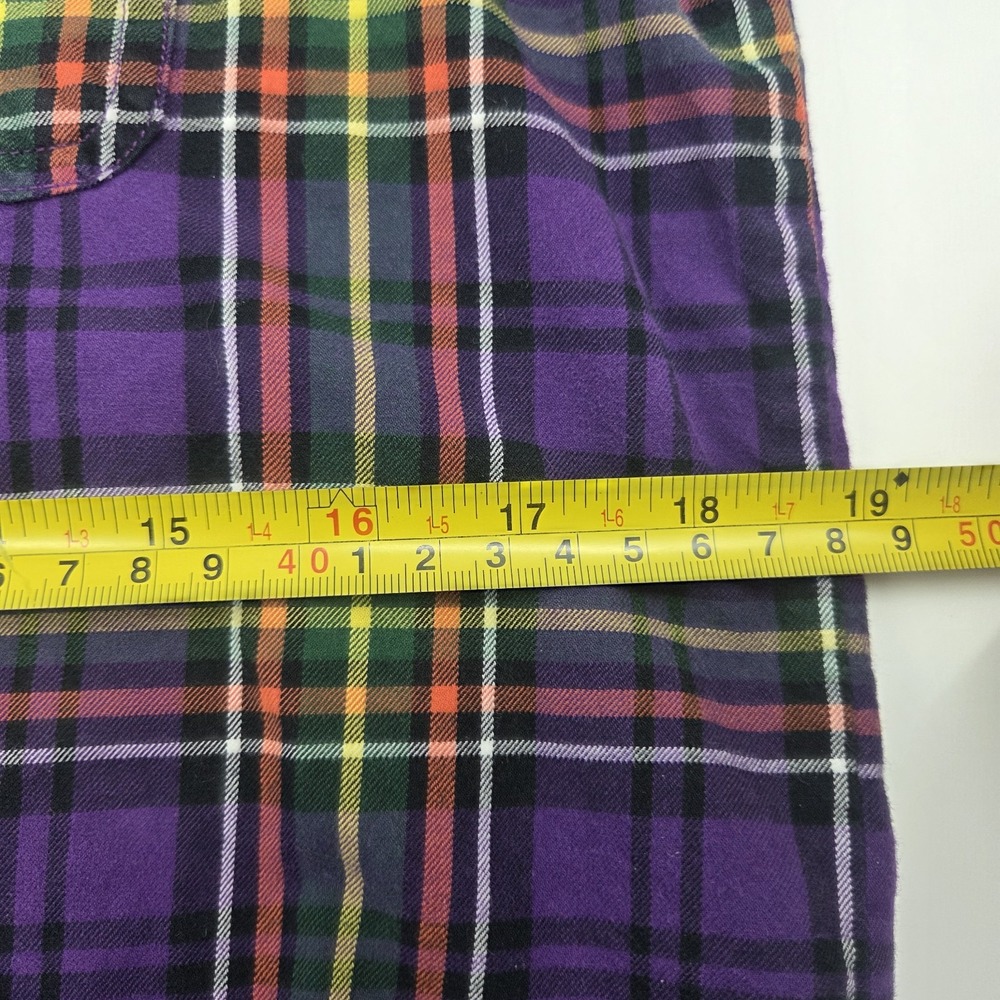 LRL Jeans Co Ralph Lauren Women PM Shirt-Cotton Purple Plaid Button Up Top - Picture 7 of 13